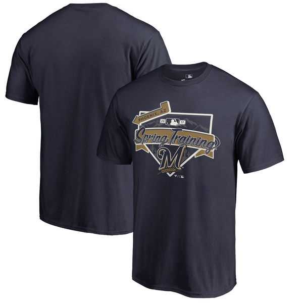 Men's Milwaukee Brewers Fanatics Branded Navy 2017 MLB Spring Training Logo T-Shirt,We sell and wholesale Men's Milwaukee Brewers Fanatics Branded Navy 2017 MLB Spring Training Logo T-Shirt on line form chian!